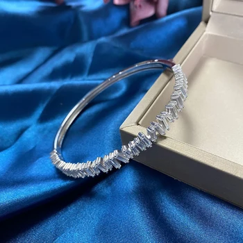 OEKDFN 925 Sterling Sølv Armbånd er Skabt Moissanite Gemstone Uregelmæssige Armbånd Bryllup Engagement Fine Smykker