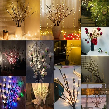 Willow Gren Lampe Lys Have Blomstret LED Willow Gren Lampe, Batteri-Drevet 20 Pærer julefrokost Dekoration 1/2/3/4-Pc ' er
