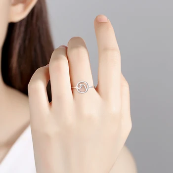 BELAWANG Autentisk 925 Sterling Sølv Geometriske Bølge Finger Ringe til Kvinder, Bryllup, Engagement Smykker Gave
