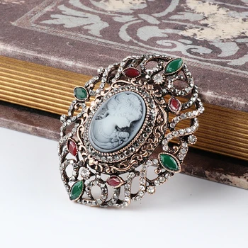 Kinel Varm Hule Bead Ovale Dronning Cameo Broche For Kvinder, Antik Guld-Fest Vintage Broche Smykker Drop Shipping