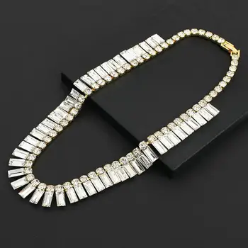 AENSOA Mode Guld Farve Skinnende Krystal Halskæde Kvindelige Luksus Kravebenet Kæde Choker Halskæde Krave Nye Design Smykker