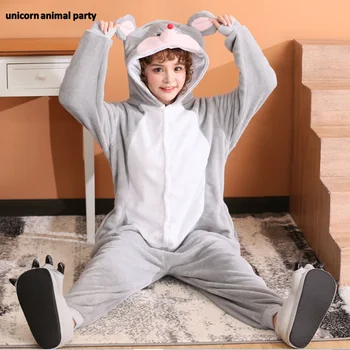 Kigurumi halloween dreng pige Jul Cosplay grå mus Onesies Part Pyjamas Pyjamas kostumer til karneval kostume