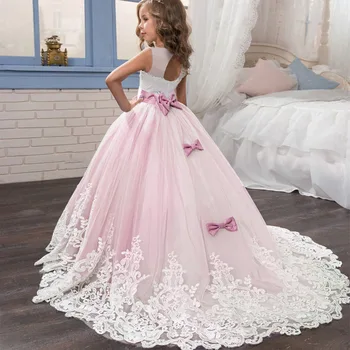 Lyst til Børn Kjoler For Piger 3-14 År Børn Brudekjole med Blonder blomst pige catwalk Prom Prinsesse kjole Børns kjoler