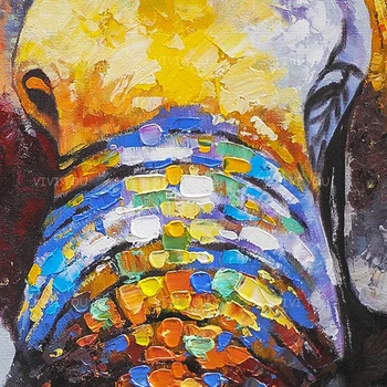 Farverige, Søde Dyr Elefant Hemmelige Olie Maleri På Lærred Moderne Indretning Håndlavet Abstrakt Billede Håndmalet Maleri