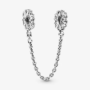 2020 Nye 925 Sterling Sølv Seks klare zircon rent sølv kæde, Charme Passer Oprindelige Pandora Armbånd Smykker Gave