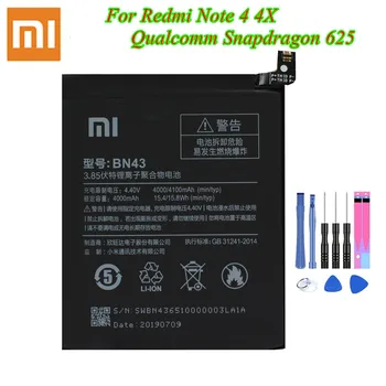 Original Xiao Mi Batteri BN43 For Xiaomi Redmi Bemærk, 4X Note 4 Globale Qualcomm Snapdragon 625 4000/4100mAh Mobiltelefon Batteria