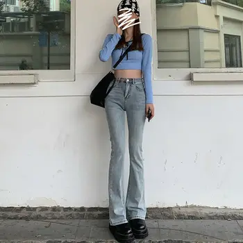 Høj Talje Løs Komfortable Jeans Til Kvinder Bred Ben Bukser Elastisk Mode Kæreste Stil Denim Bukser Bukser Plus Størrelse