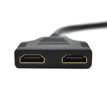 HDMI han til 2 HDMI Female 1 i 2 ud Splitter Sort Kabel-Adapter Omformer ND998