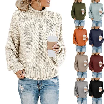 Tøj OWLPRINCESS 2019 Tyk Rullekrave, Pullover, Sweater Kvindelige Solid Farve Strikket Kvinders Trøjer