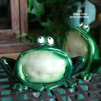 Keramiske Dyr Frog Have Ornamenter Have Dekorationer Kreative Boligtilbehør Cartoon Animal Søde Haven Dekoration