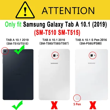 Skulder Strop, taske til Samsung Galaxy Tab 10.1 2019 SM-T510 SM-T515 T510 T515 Roterende Stå Kids Safe Stødsikkert Dække Funda