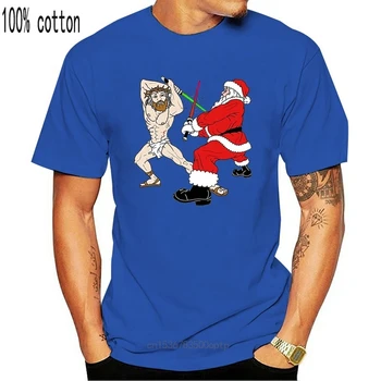 Santa Vs Jesus Liv Opsparere Sværd Kæmper Sjove Christmas T-Shirt
