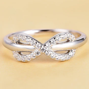 OEVAS 925 Sterling Sølv Mousserende Zircon Uendelighed Symbol Ringe Til Kvinder Top Kvalitet Mousserende Jubilæum Fine Smykker