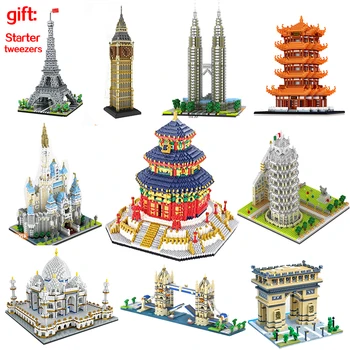 Kompatibel Verdens Berømte Arkitektur, Urban Street View Louvre Pyramide Big Ben i London byggesten Mursten Børn Toy Gave