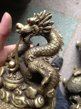 Kinesiske folk Lovende Messing Kobber skulptur Palace FengShui stereoskopisk Dragon Kunst Statue dekoration metal håndværk.