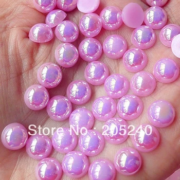 Smykker Materialer Til Udsmykning DIY 1000pcs 6mm Flad Bagside Halvdelen AB Farverige Perler