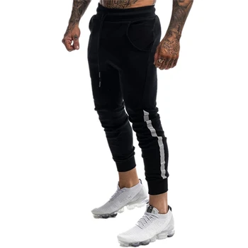 Herre Jogger Reflekterende stribe design Sweatpants Mand Fitnesscentre Workout Fitness Bomuld Bukser Mandlige Casual Mode Tynde Track-Pants