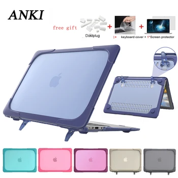 Laptop Sleeve Sammenklappelig Stand Case Til Macbook air Pro Retina 11 12 13 15 A1706 A1708 A1989 Mat Transparent PC+TPU Shell Cover