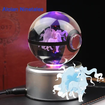 Gratis Forsendelse Cool Anime-Action Figurer Miniature 3D Alolan Ninetales Krystal Glas bolden Desktop Dekoration