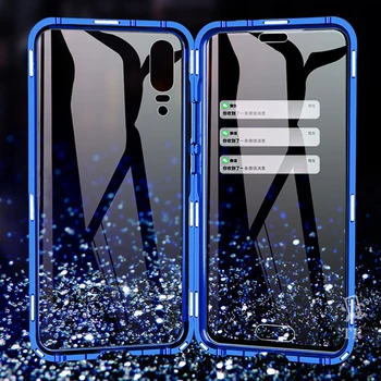 Luksus-Dobbelt-Sidet Front Tilbage Med Klart Glas, Metal Magnetisk Cover Til Samsung Galaxy A10, A20 A30 A50 A60 A70 360° Fuld Dækning Tilfælde