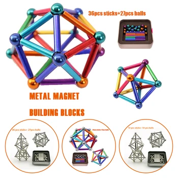 3D-DIY Magnetiske byggeklodser Magnetiske Designer Magnet Sticks & Metal Bolde Brain Training Legetøj For Børn