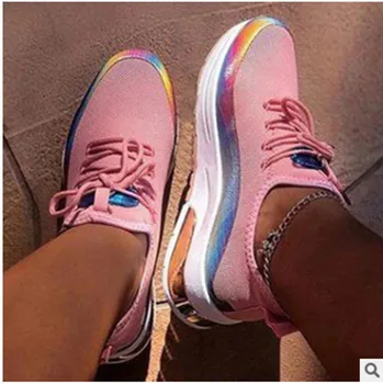2021 Kvinder Mesh Luft-Pude Sneaker snøre Farverige Åndbar Vulcanize Sko Udendørs Træner damer Jogging, Walking Sko