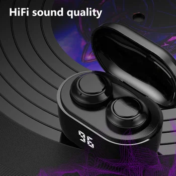 A6 TWS Mini Trådløse Bluetooth-5.0 HiFi-Stereo-Hovedtelefoner med Digital Charge Box understøtter touch kontrol håndfri opkald