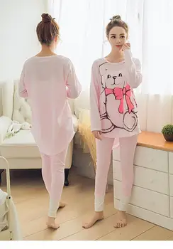 Dame Pyjamas Sæt 2020 Sommeren Rund Hals Tegnefilm Kawaii Totoro Tegnefilm Nattøj Nighty Kvindelige Casual Efterår Og Vinter Pyjamas
