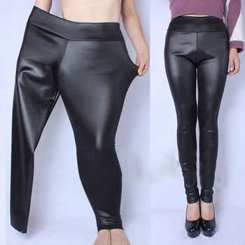1PC Nye Mode til Kvinder Dame Talje Sexy Black Imiteret Læder Strække Tynde Bukser, Slim Leggings