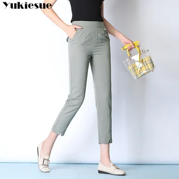 Sommeren 2019 dame harem bukser kvindelige høj talje damer bomuld arbejde capri bukser for kvinder bukser kvinde Plus størrelse 5xl
