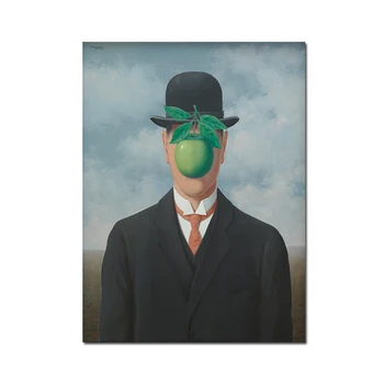 MUTU Art Søn af Mand, Af René Magritte Kunst vægmaleri Prints og Plakater, Lærred-Billeder Til stuen Cuadros Kunst Billede