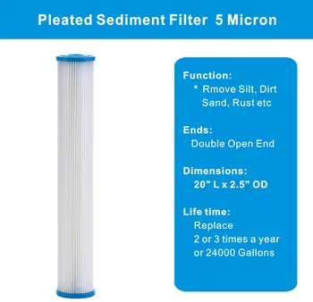 2 PACK I Plisseret Sediment Vand Filter Hjem eller Kommercielle, Genanvendelige og 2,5