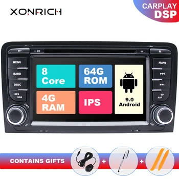 DSP 2 din Android-9 Bil DVD-Multimedier Til Audi A3 8P S3 2003-2012 RS3 Sportback Navigation GPS Radio stereo head unit 4GB +64GB