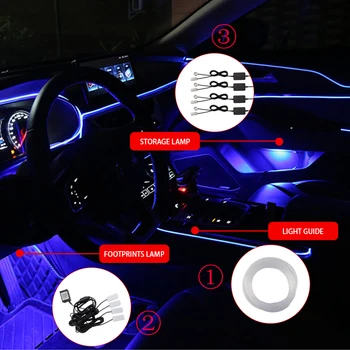 Bil Omgivende Lys Led-Lampe Fod Bil Atmosfære Lys Led Strip RGB-Farve Flere Tilstande Automotive Interiør Dekorative Lys