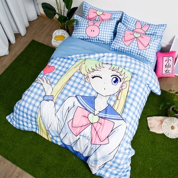 Sød Japansk Anime Sailor Moon Teenage Piger Sengetøj Sæt Twin Queen, King Size Dynebetræk Bedsheet College Dorm Boligtekstiler