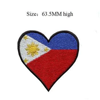 Phillippines Hjertet Flag, patch 63,5 MM høj/DIY/klud, der sidder fast/er broderet