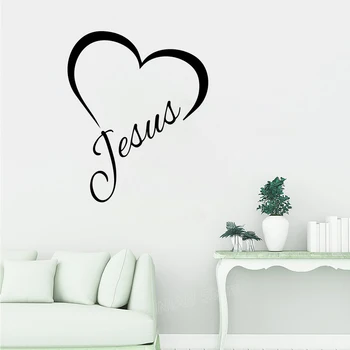 Store Jesu Hjerte Soveværelse Vægoverføringsbillede Kontor Jesus, Gud, Bibelen Vers Citerer Wall Sticker Vinyl Kids Room Home Decor