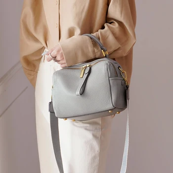 Ægte Læder skuldertasker til Kvinder Luksus Håndtasker, Kvinder Tasker Designer Brand Mode Skulder Boston Tasker for Dame