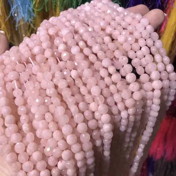 Natursten Pink Morganite Beaded Fladtrykt form Facetteret Løs Spacer Perler Til Smykker at Gøre DIY-Halskæde og Armbånd Tilbehør