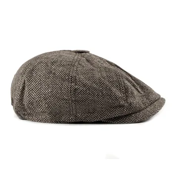 2019 Nye Avisdrenge Cap Beret Hat Mænd Kvinder Hat Tweed Gatsby Ottekantede Sort Hvid Sildeben Vintage Ivy Hatte