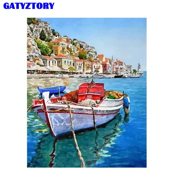 GATYZTORY 60x75cm Frame båd DIY-Maleri Af Numre Kit Akryl Maling Af Numre liggende Moderne Kunst på væggene Billede Af Tal