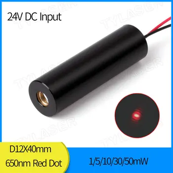650nm 24V DC input 1mw 5mw 10mW 30mw 50mw Rød Laser Prik Diode Modul DC input 12mm Industriel Kvalitet