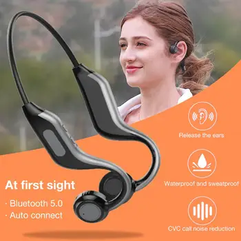 Bone Conduction Trådløse Bluetooth-5.0 Hovedtelefoner Stereo støjreduktion Udendørs Sport Sweatproof Headset med Mic SD-Kort