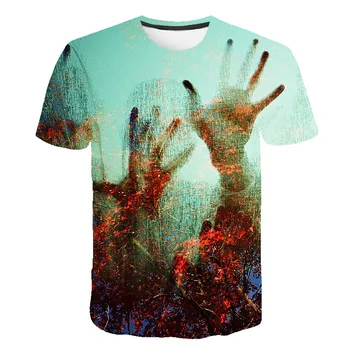 Sommeren Mænd 3D-Print Terror Zombie Film T-shirt Blodige Hånd t-shirt Mænd er Tshirt Trykt T-Shirt Hip Hop Streetwear Toppe 6XL