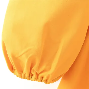 2020 Stilfulde flæsekanter kvinder shirt kjole Vintage kvindelige gule kort knapper sundress Sommeren afslappet dame-mini-dress