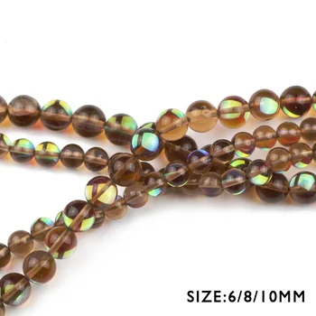 WLYee Brun Labradorit sten perler Syntetiske Flash Sten bling Runde bold 6/8/10MM Løse perler til smykkefremstilling-armbånd-DIY