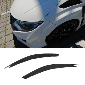 Tør Carbon Fiber Forlygter Øjenbryn Mærkat Dekoration Trim for Honda Civic Forlygter Øjenbryn Eylash 2016 Tør FRP