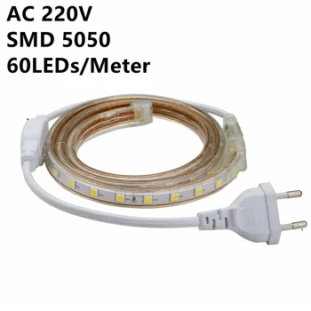 Super Lyse SMD5050 Dæmpbar AC220V LED Strip Light 1M/5M/10M/15M/20M/25M/50M/100M Køkken Udendørs Haven Lampe Tape
