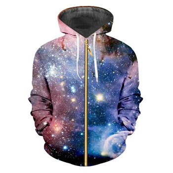 OGKB Zip Hoody Mænd Varmt 3D-Pullover Print stjernehimmel Plus Størrelse 5XL Kostume Homme Efteråret Lynlås Sweatshirts og Hættetrøjer