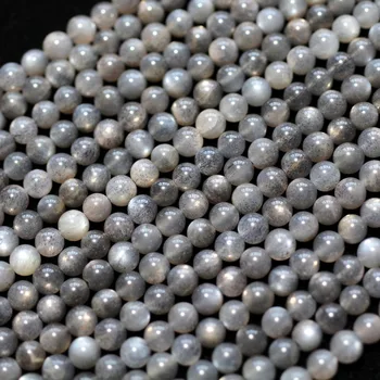 Meihan engros (2 tråde/sæt) naturlige AA 4.2-5 mm 5-5.8 mm fantastiske sort sunstone runde løse perler til smykkefremstilling